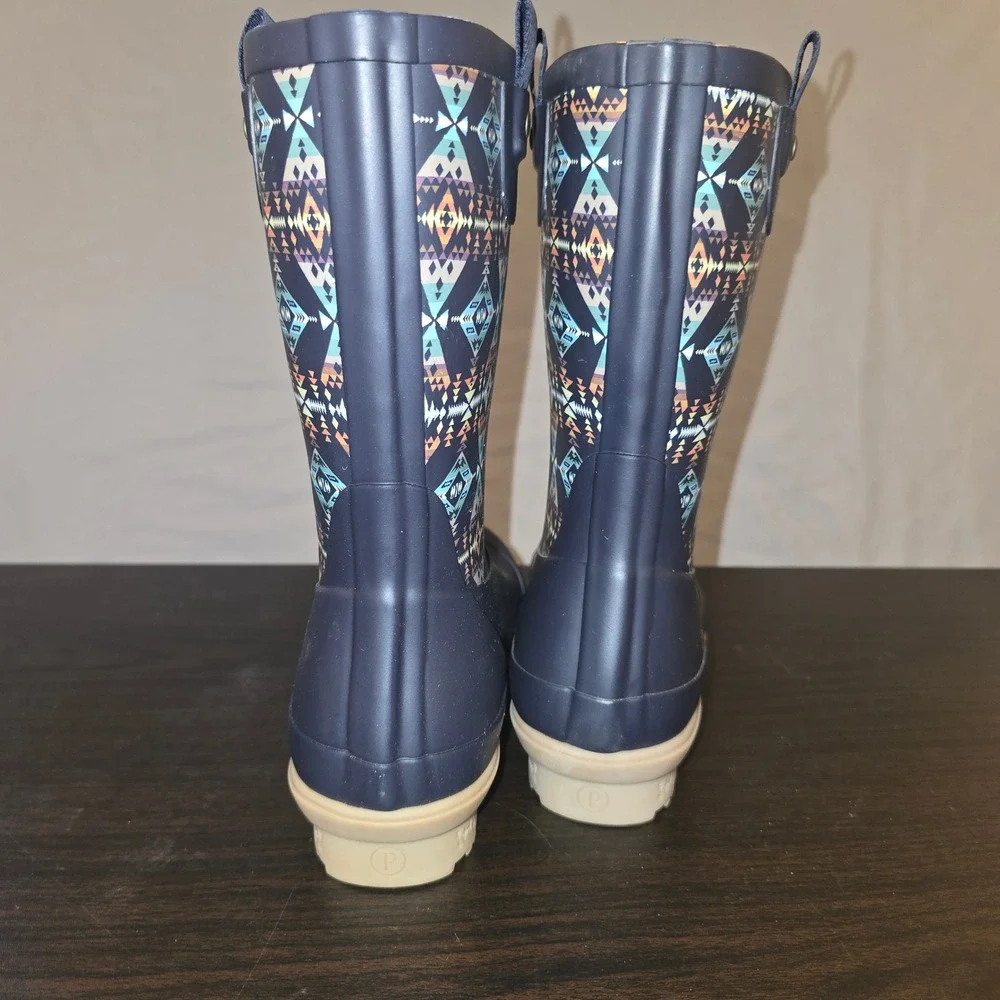Pendleton Diamond Peak Mid Boot Size 7 Kids Navy Blue Geometric Tribal Rain Boot